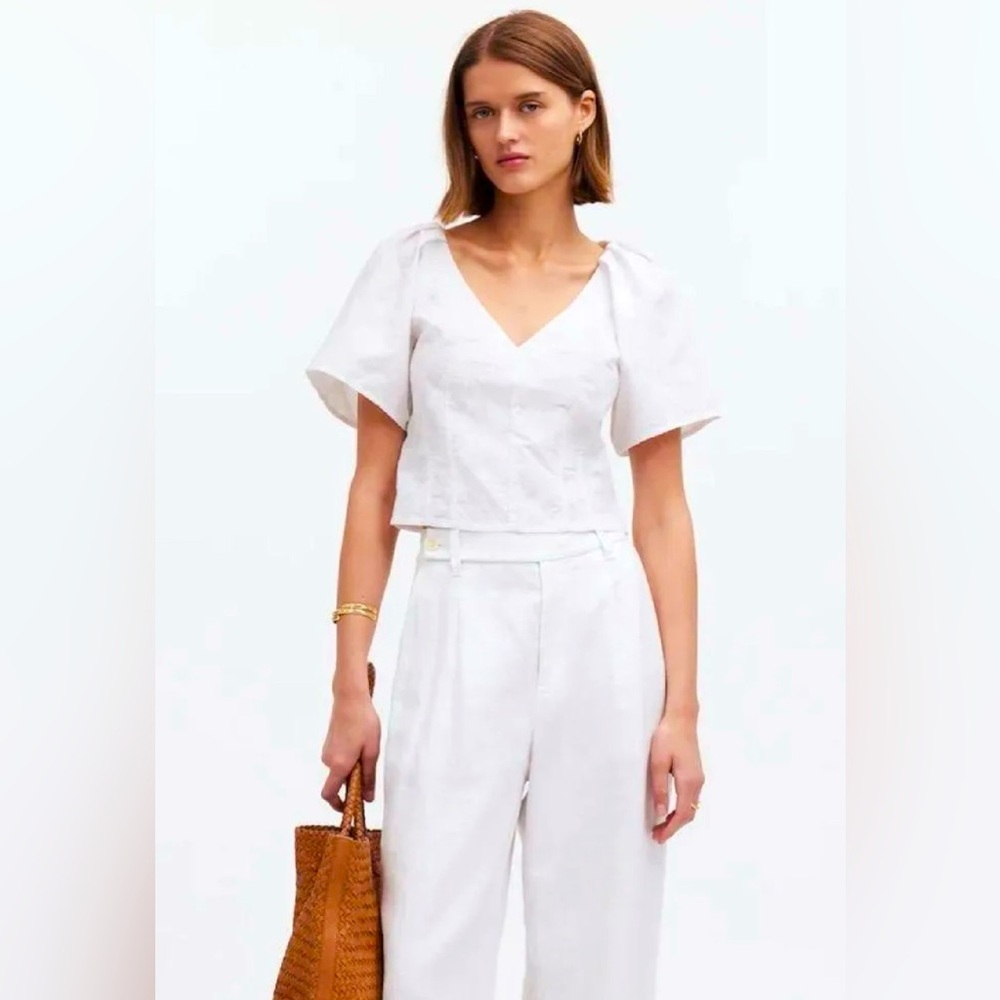 Madewell Cream V-Neck Blouse